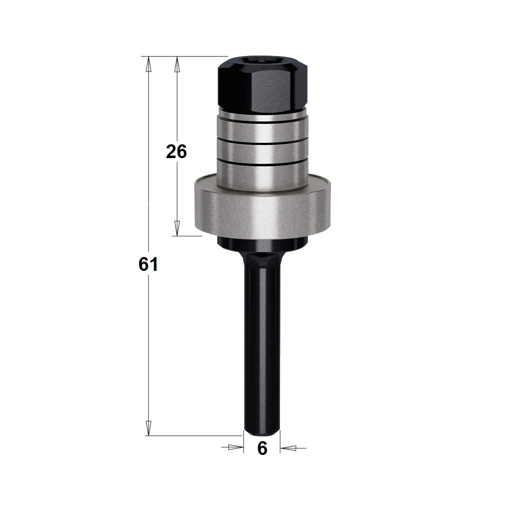 Mandril Porta Fresas C/ Rolamento Haste Ø6x61mm - marca CMT - Cód. 724.060.10